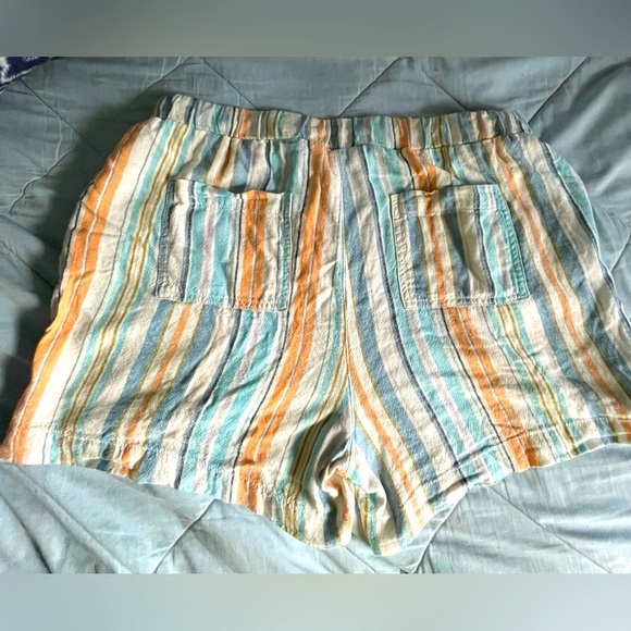 Womens Briggs Striped Blue, Orange & White Pull On With Elastic Waistband Shorts - Picture 5 of 7